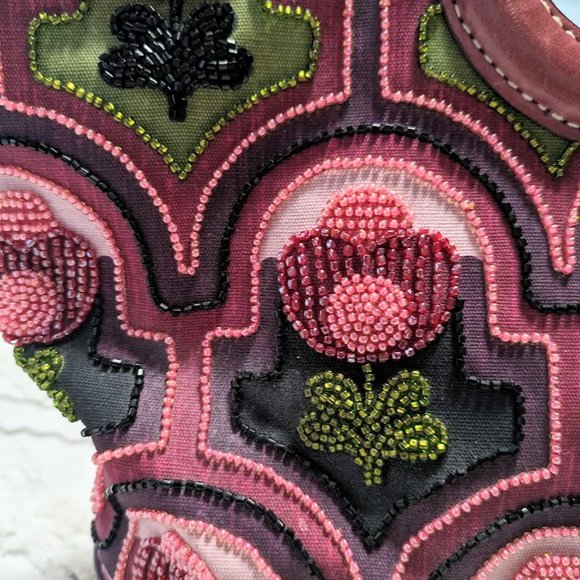 Isabella Fiore Vintage Y2K Beaded Floral Purse Handbag - Picture 6 of 7